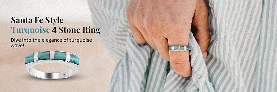 Santa Fe Style Turquoise 4 Stone Ring Banner