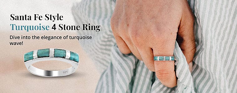 Santa Fe Style Turquoise 4 Stone Ring Banner