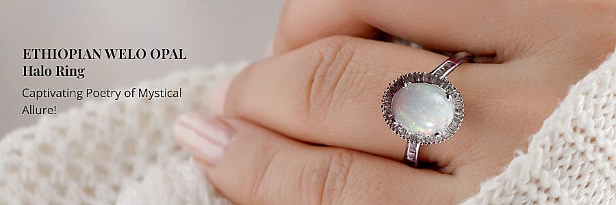 Ethiopian Welo Opal Halo Ring Banner