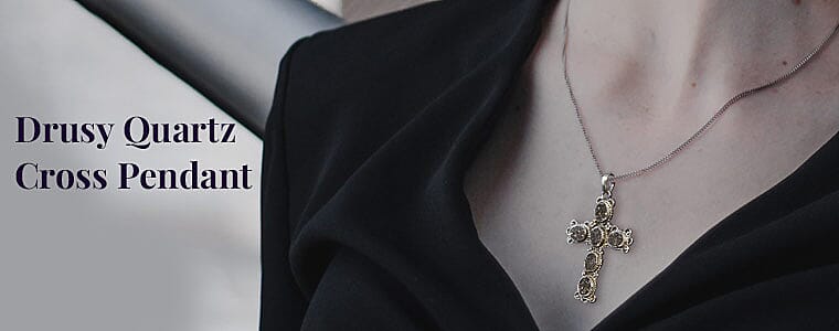 Drusy Quartz Cross Pendant Banner