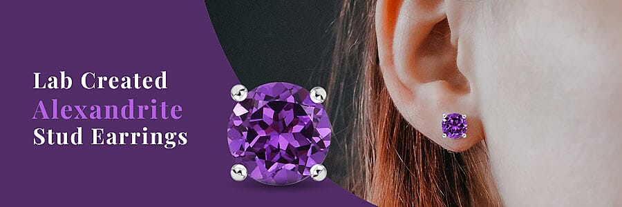 Lab Created Alexandrite Stud Earrings Banner