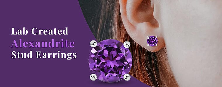 Lab Created Alexandrite Stud Earrings Banner