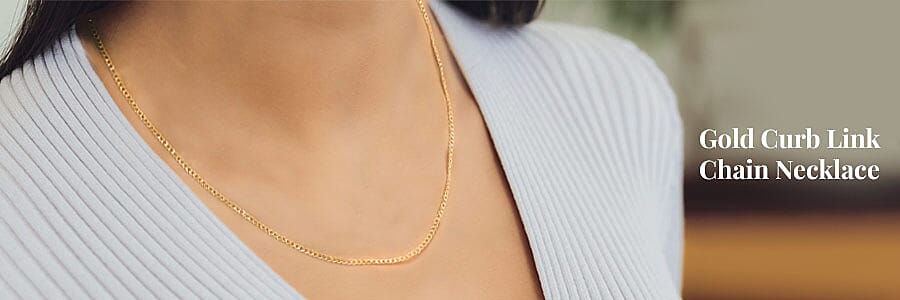 Gold Curb Link Chain Necklace Banner