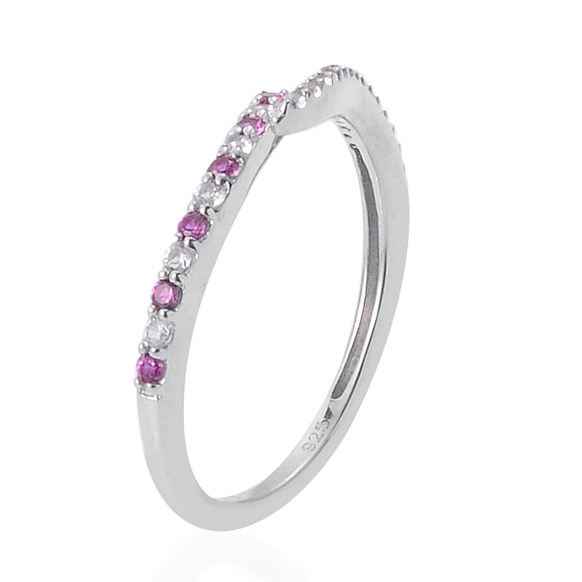 Buy Lab Grown Ruby and Lab Grown White Sapphire Ring in Sterling Silver (Size 7.0) at ShopLC.