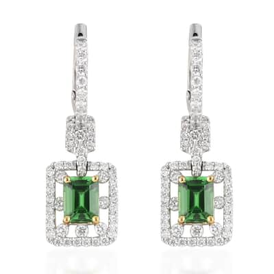 One Of A Kind Certified & Appraised Rhapsody 950 Platinum AAAA Tsavorite Garnet and E-F VS Diamond Earrings 7 Grams 3.25 ctw