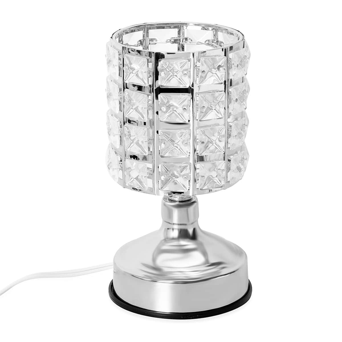 Silver Color Iron Rhombus Shape Table Lamp with Two Pin Plug (Bulb Included) image number 0