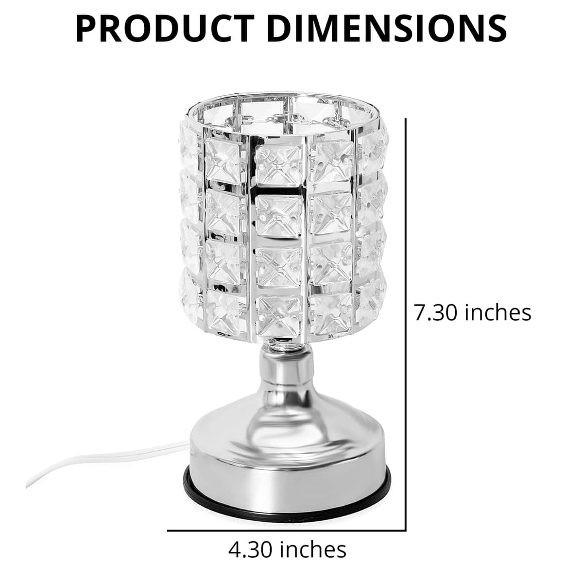 Silver Color Iron Rhombus Shape Table Lamp with Two Pin Plug (Bulb Included) image number 4