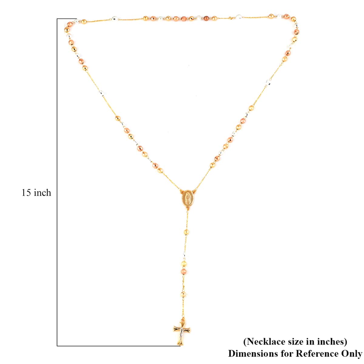Rosary Style Necklace 26 Inches in Tri-Tone image number 2