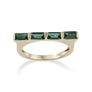 10K Yellow Gold Lab Created Emerald Ring (Size 7.0) 0.82 ctw