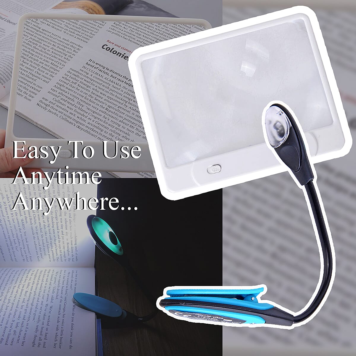 Buy LED 3X Magnifier and Flex Book Lamp Clip (4.5x7 in) at ShopLC.