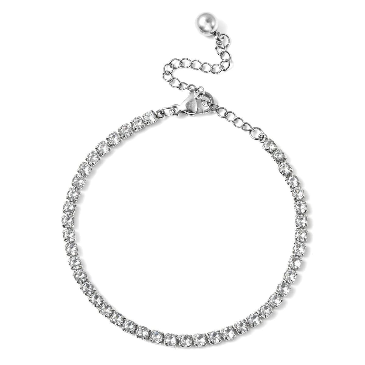 Simulated Diamond Tennis Bracelet in Stainless Steel (6.50-8.50In) image number 0