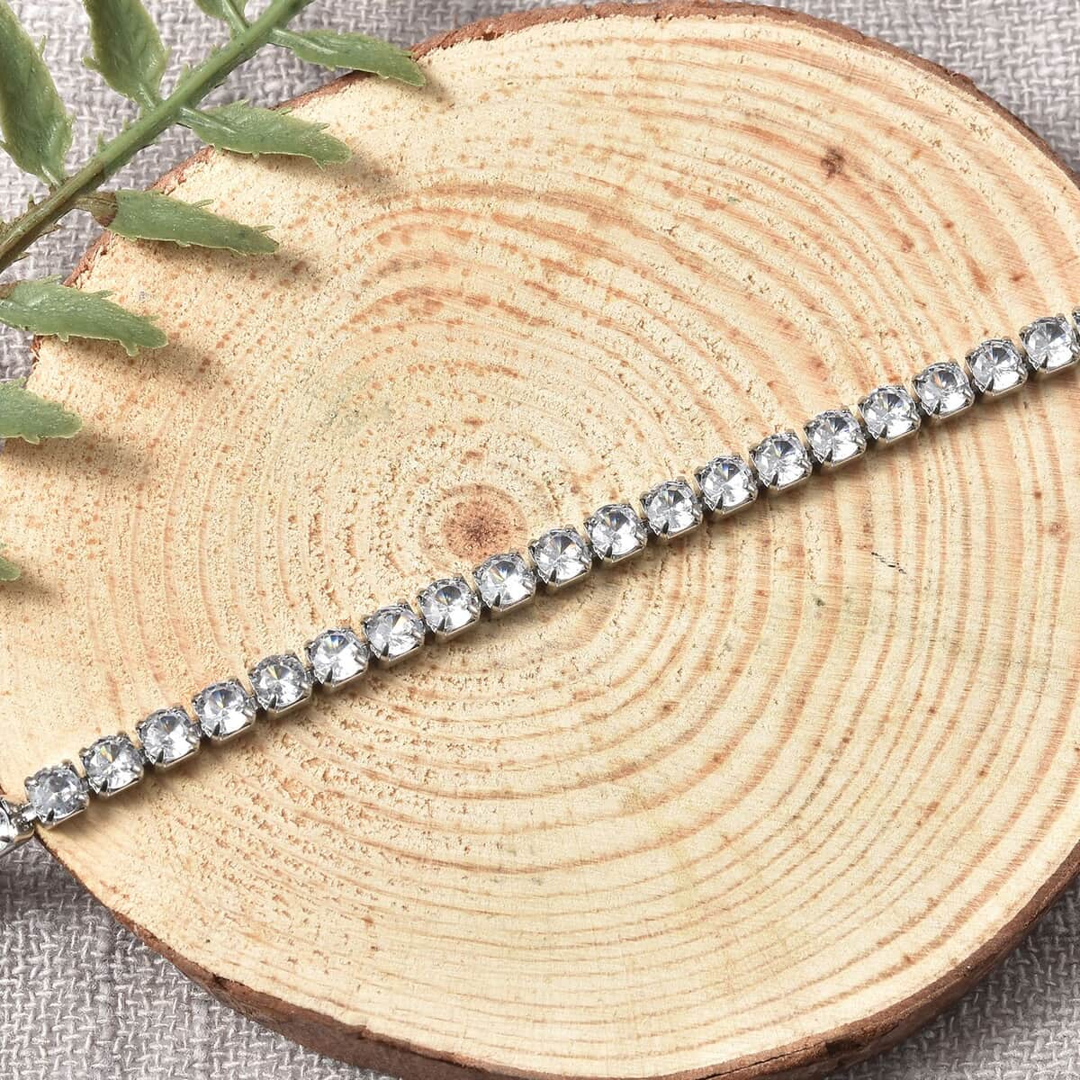 Simulated Diamond Tennis Bracelet in Stainless Steel (6.50-8.50In) image number 1