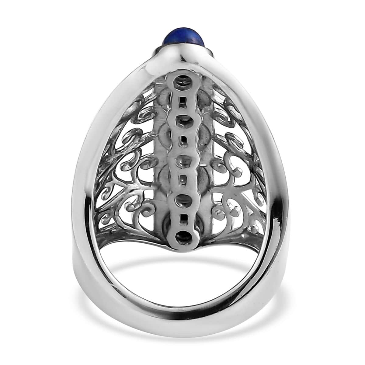 Karis Lapis Lazuli Openwork Elongated Ring in Platinum Bond (Size 8.0) 3.25 ctw image number 6