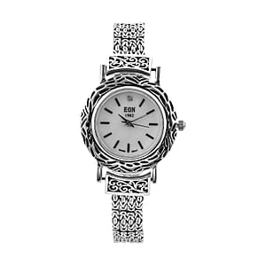EON 1962 Swiss Movement Multi Row Borobudur Bracelet Watch in Sterling Silver (8.00 In)