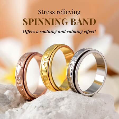 Buy Moon star Fidget Spinner Ring for Anxiety| Spinner Ring in Vermeil Platinum Over Sterling Silver|Anxiety Ring for Women|Fidget Rings for Anxiety|Stress Relieving Anxiety Ring Grams at ShopLC.