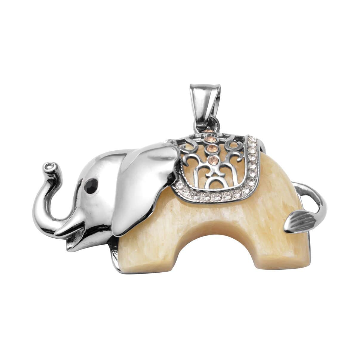 Buy Yellow Jade (D) and Austrian Multi Crystal Elephant Pendant With ...