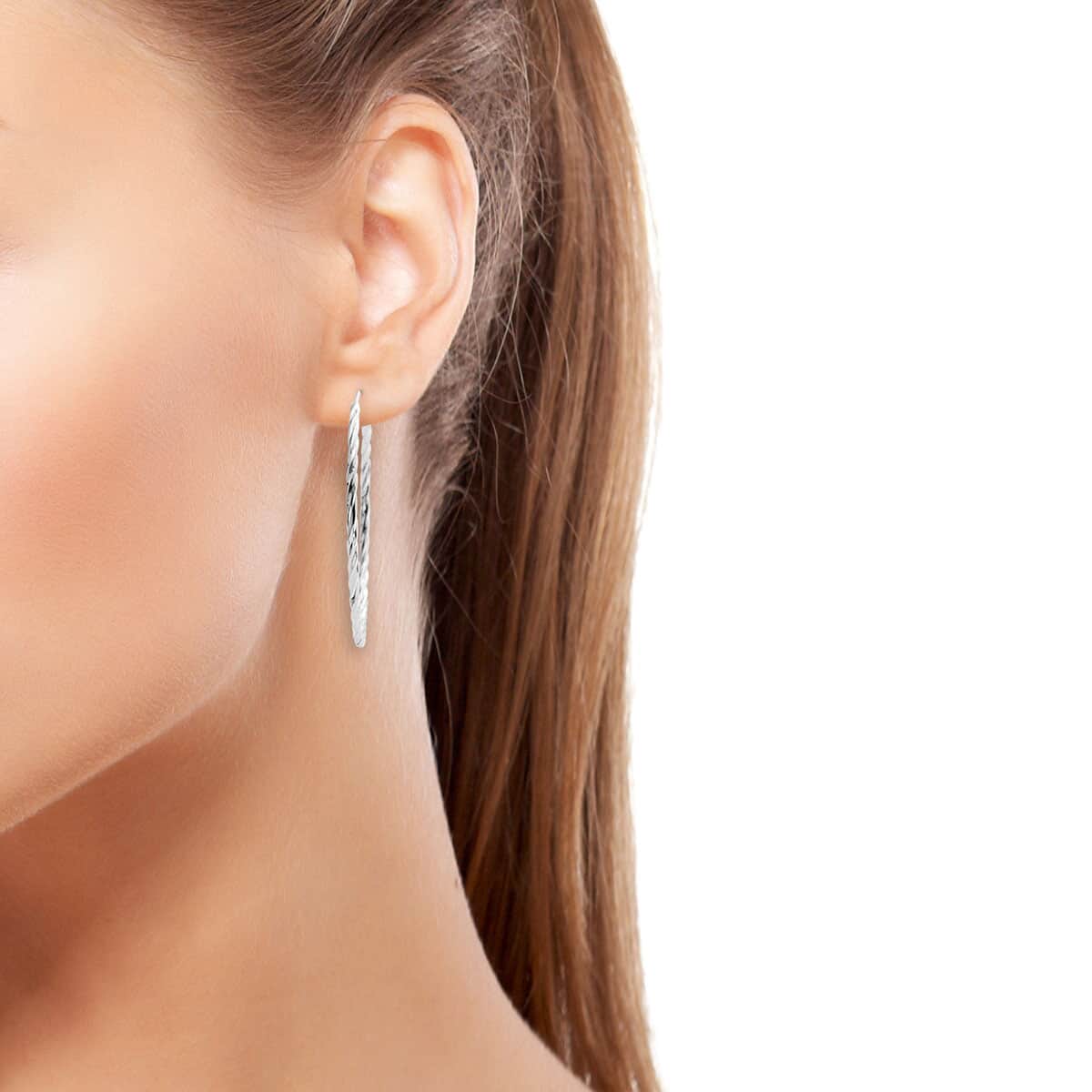Sterling Silver Twisted Hoop Earrings 4.40 Grams image number 1