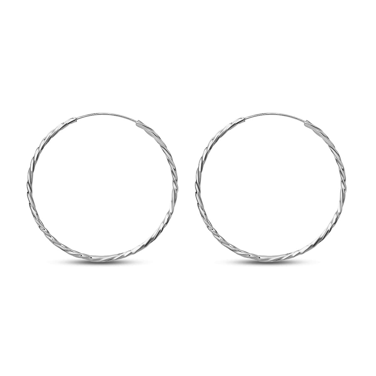 Sterling Silver Twisted Hoop Earrings 4.40 Grams image number 2
