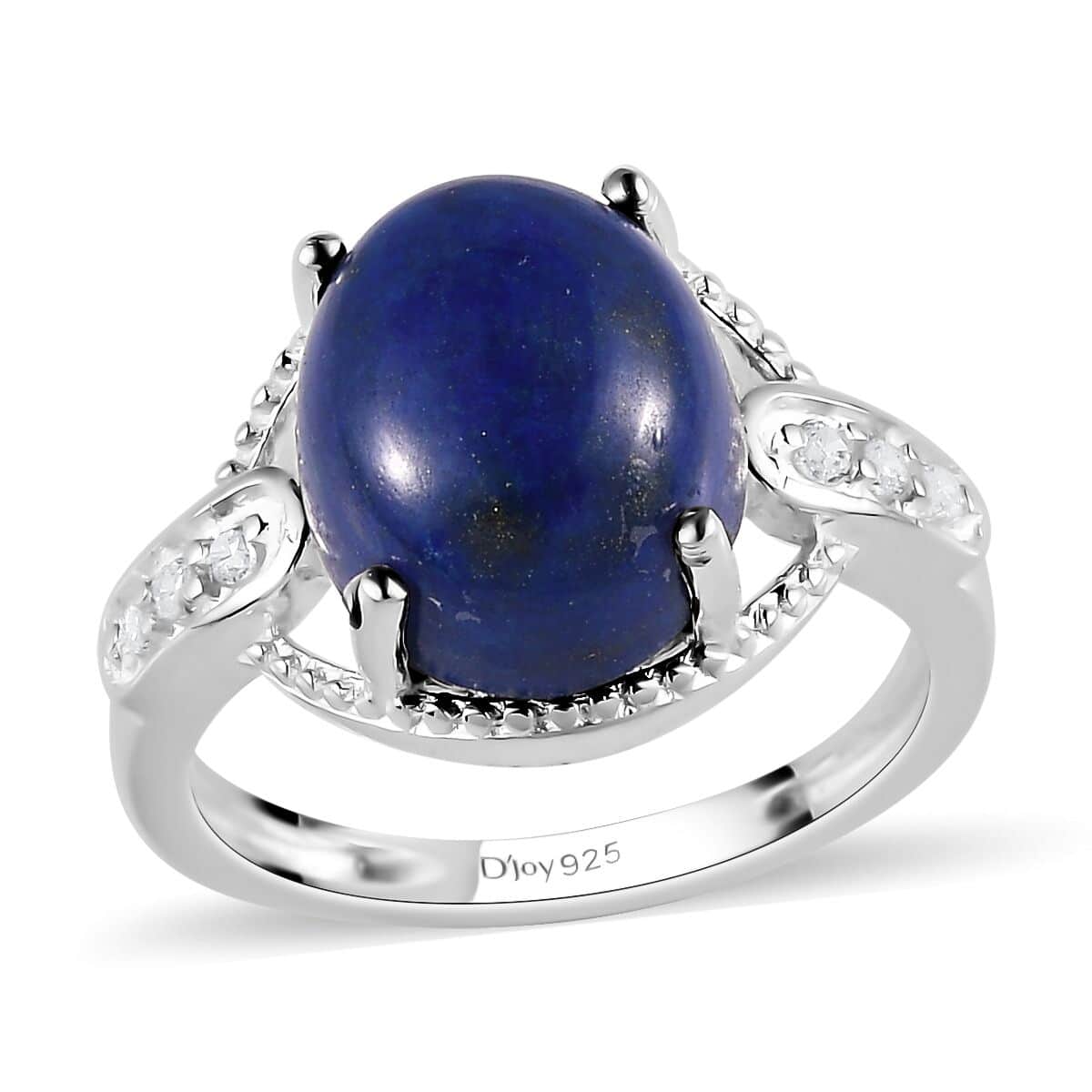 Lapis Lazuli and Simulated Diamond Ring in Sterling Silver (Size 8.0) 4.50 ctw image number 0