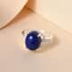 Lapis Lazuli and Simulated Diamond Ring in Sterling Silver (Size 8.0) 4.50 ctw image number 4