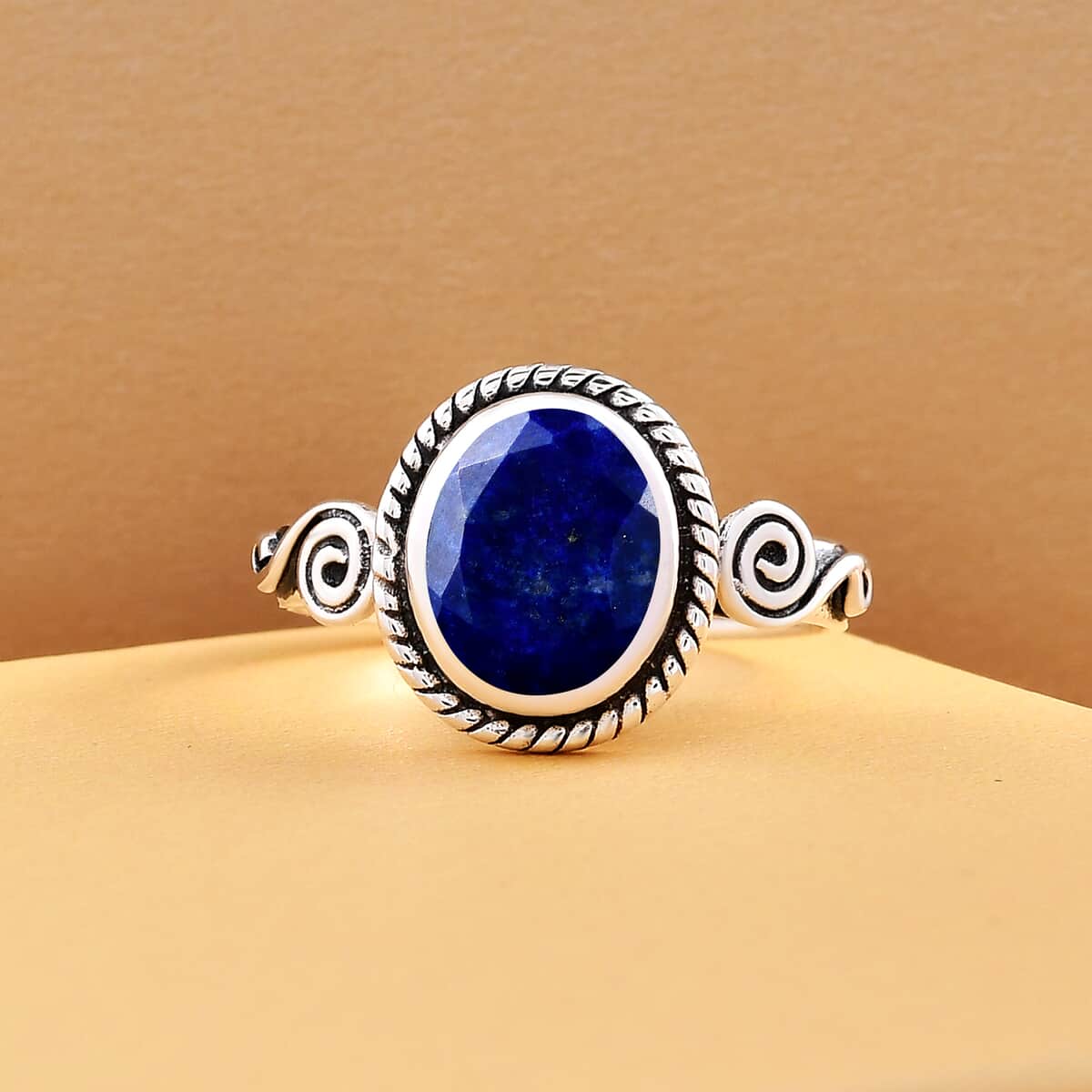 Artisan Crafted Lapis Lazuli Solitaire Ring in Sterling Silver (Size 7.0) 2.75 ctw image number 2