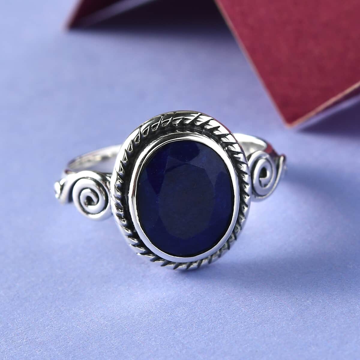 Artisan Crafted Lapis Lazuli Solitaire Ring in Sterling Silver (Size 7.0) 2.75 ctw image number 3