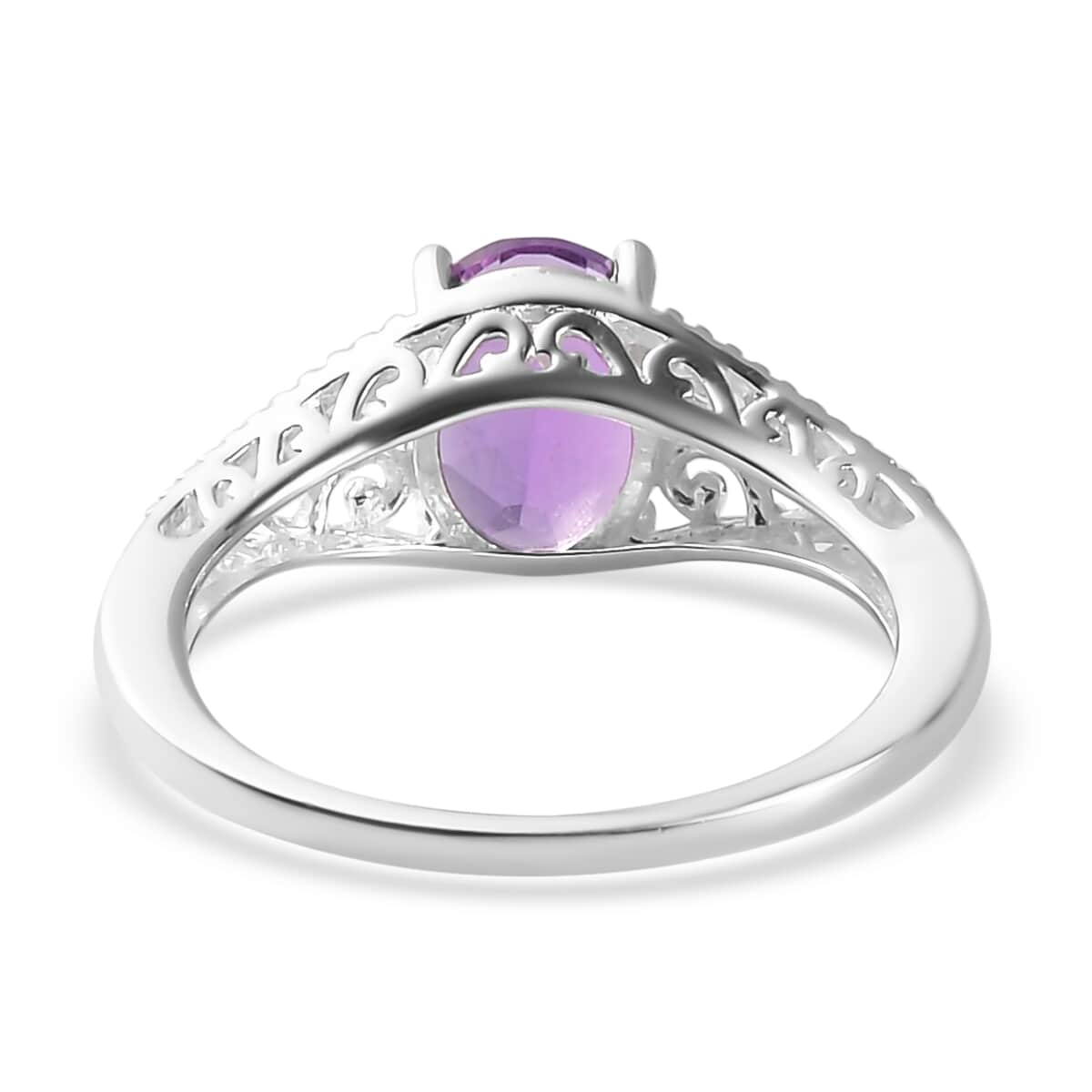 Bolivian Amethyst Solitaire Ring in Sterling Silver 1.65 ctw image number 6