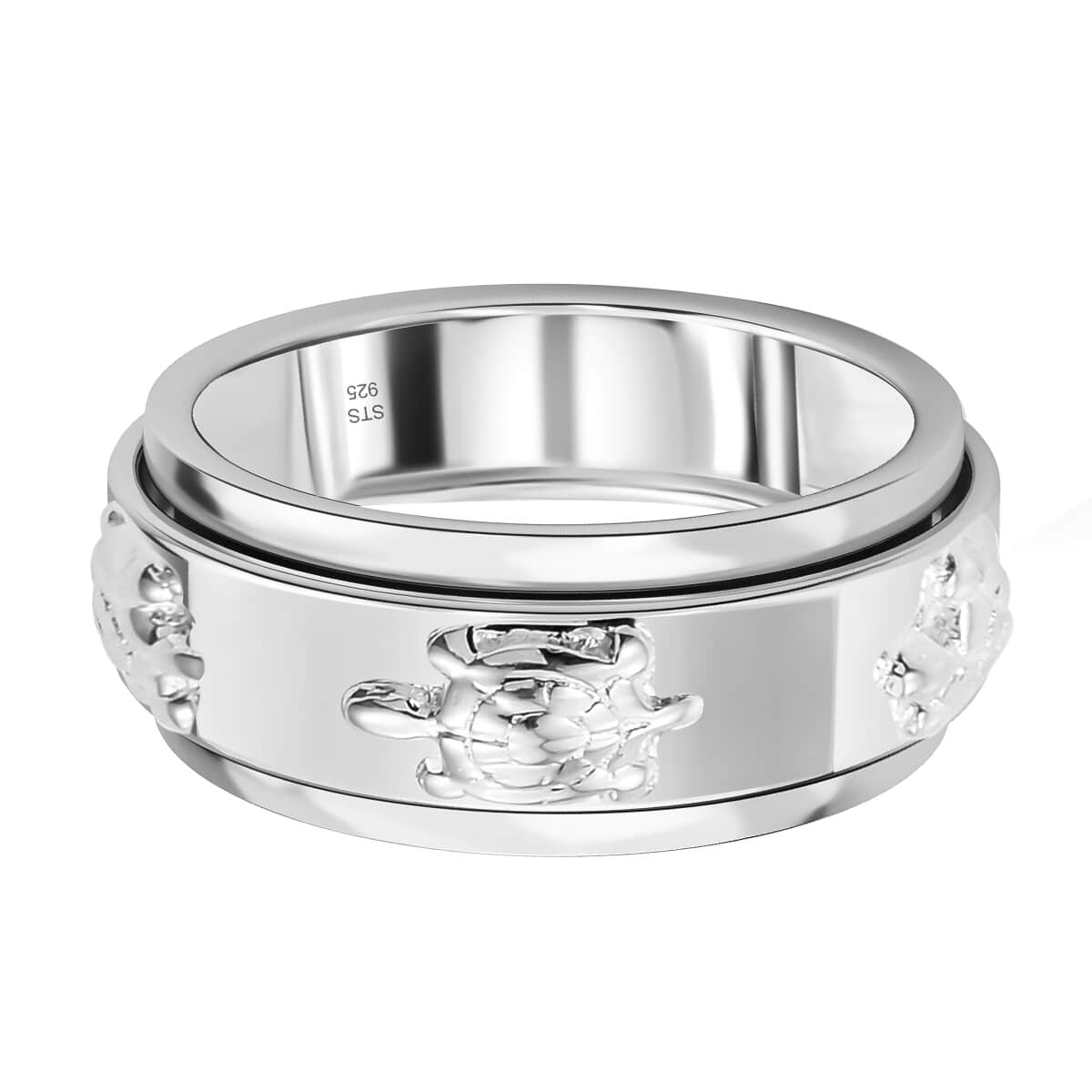 Sterling Silver Turtle Band Spinner Ring, Anxiety Ring for Women, Fidget Rings for Anxiety for Women, Stress Relieving Anxiety Ring (Size 7.0) (5 g) image number 6