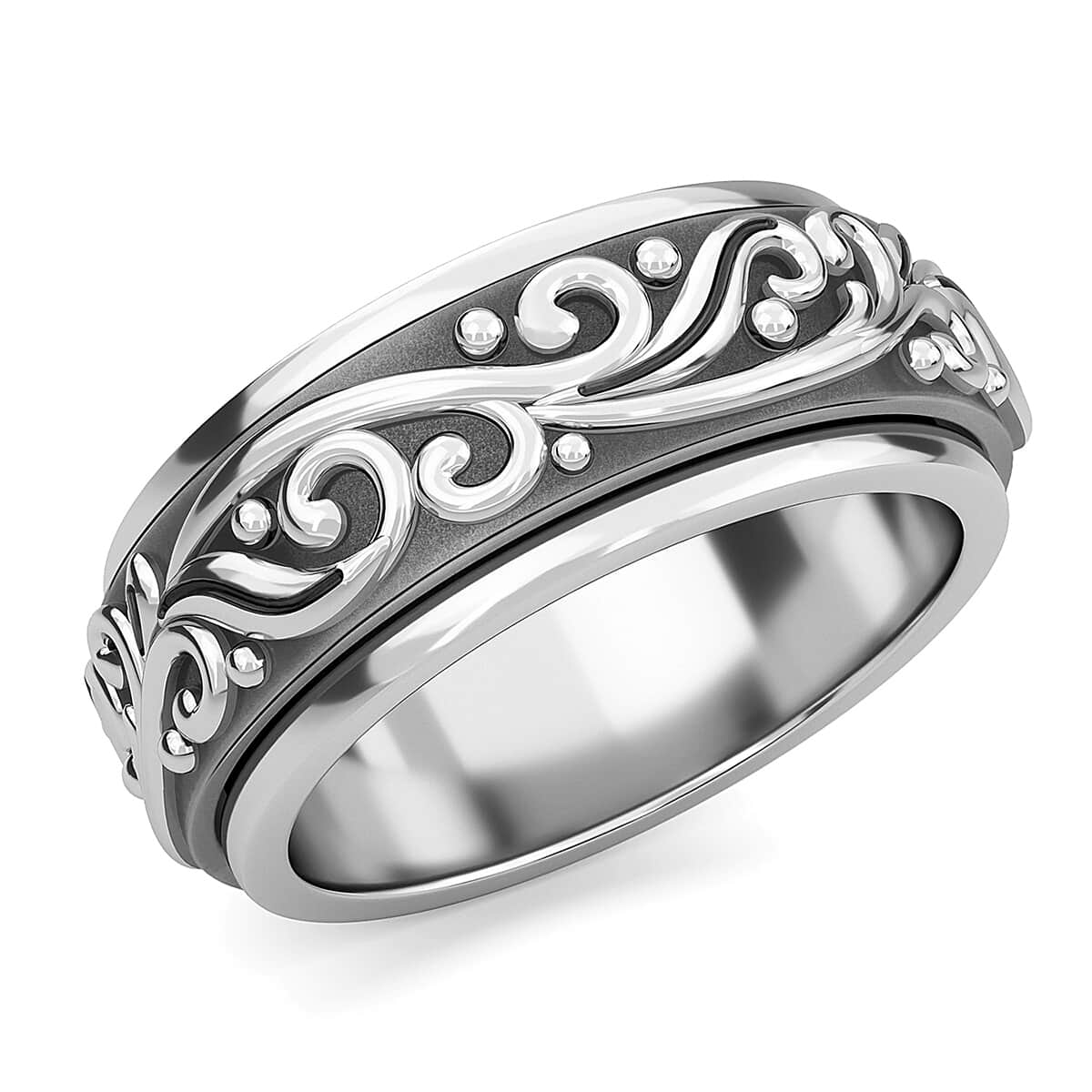 Sterling Silver Spinner Band Ring, Anxiety Ring for Women, 925 Sterling Silver Spinner Ring, Fidget Rings for Anxiety for Women, Stress Relieving Anxiety Ring (Size 8.0) (7.65 g) image number 0