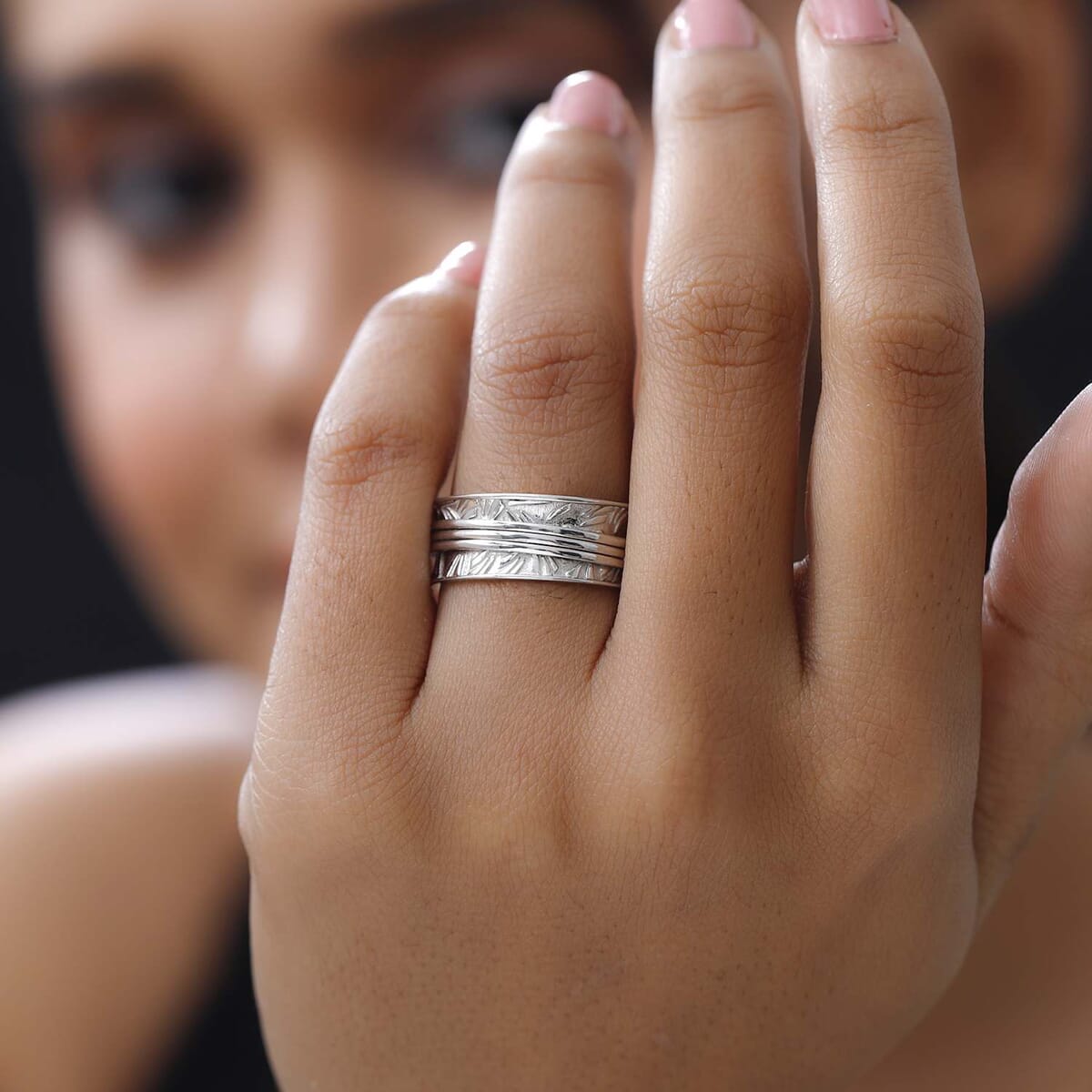 Sterling Silver Spinner Ring, Anxiety Ring for Women, Fidget Rings for Anxiety for Women, Stress Relieving Anxiety Ring (Size 10.0) (7.90 g) image number 1