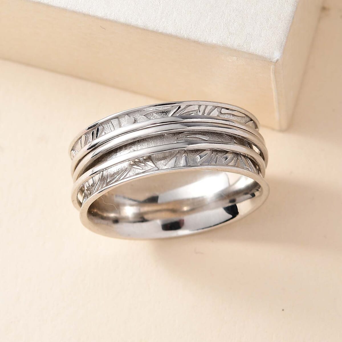 Sterling Silver Spinner Ring, Anxiety Ring for Women, Fidget Rings for Anxiety for Women, Stress Relieving Anxiety Ring (Size 10.0) (7.90 g) image number 3