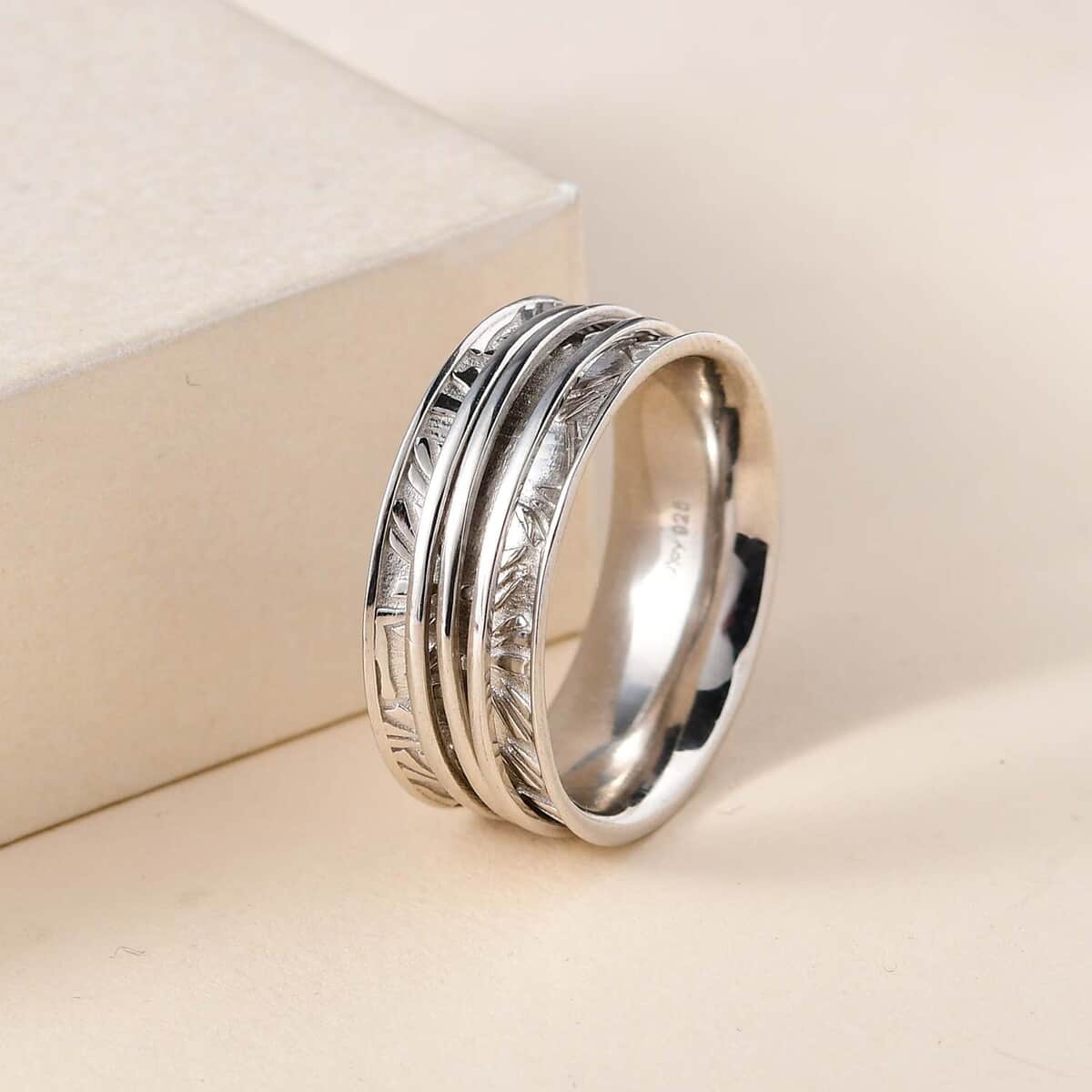 Sterling Silver Spinner Ring, Anxiety Ring for Women, Fidget Rings for Anxiety for Women, Stress Relieving Anxiety Ring (Size 10.0) (7.90 g) image number 4