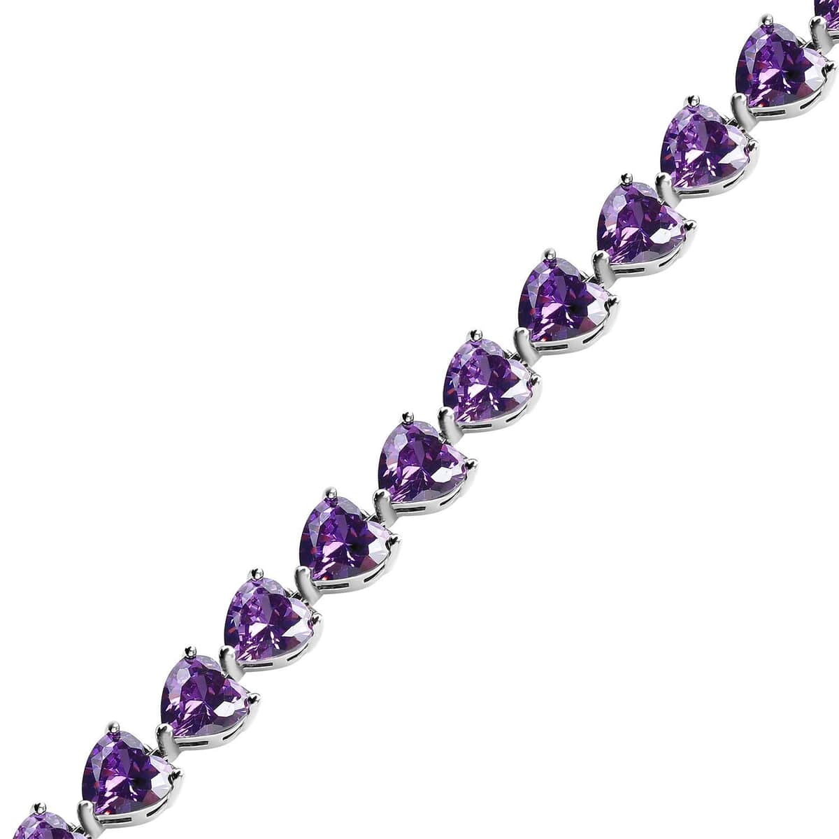 Simulated Purple Diamond Bracelet in Silvertone| Wedding Gifts For Women (8.00 In) 20.46 ctw image number 2