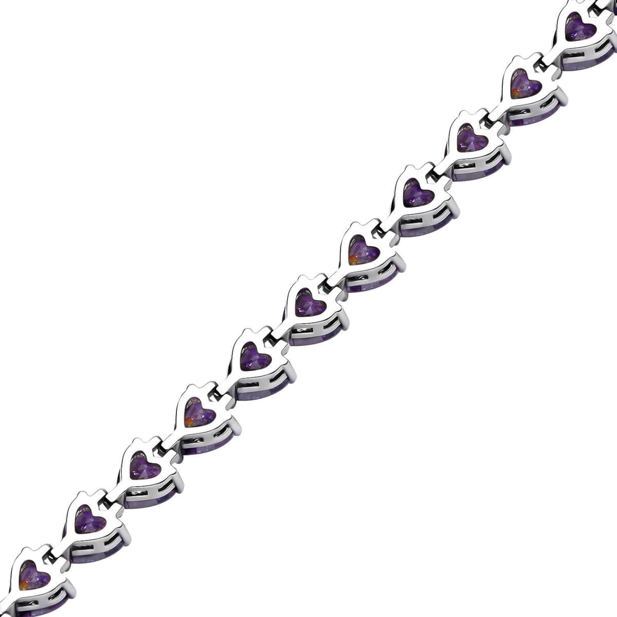 Simulated Purple Diamond Bracelet in Silvertone| Wedding Gifts For Women (8.00 In) 20.46 ctw image number 3