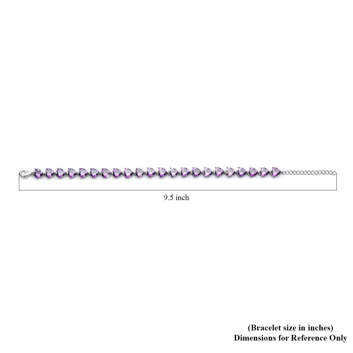 Simulated Purple Diamond Bracelet in Silvertone| Wedding Gifts For Women (8.00 In) 20.46 ctw image number 5