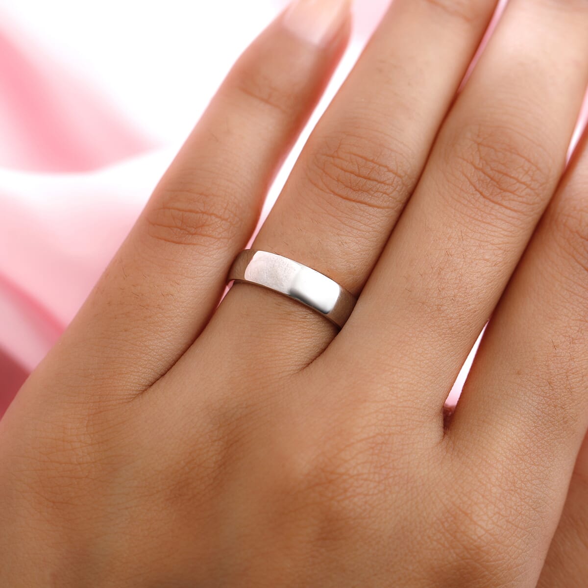 Personalized Platinum Over Sterling Silver 5mm Band Ring (Size 10.0) 4.10 Grams image number 2