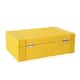 Yellow Jewelry Organizer Woven Texture Briefcase Faux Leather Box Case with Handle Lock image number 5
