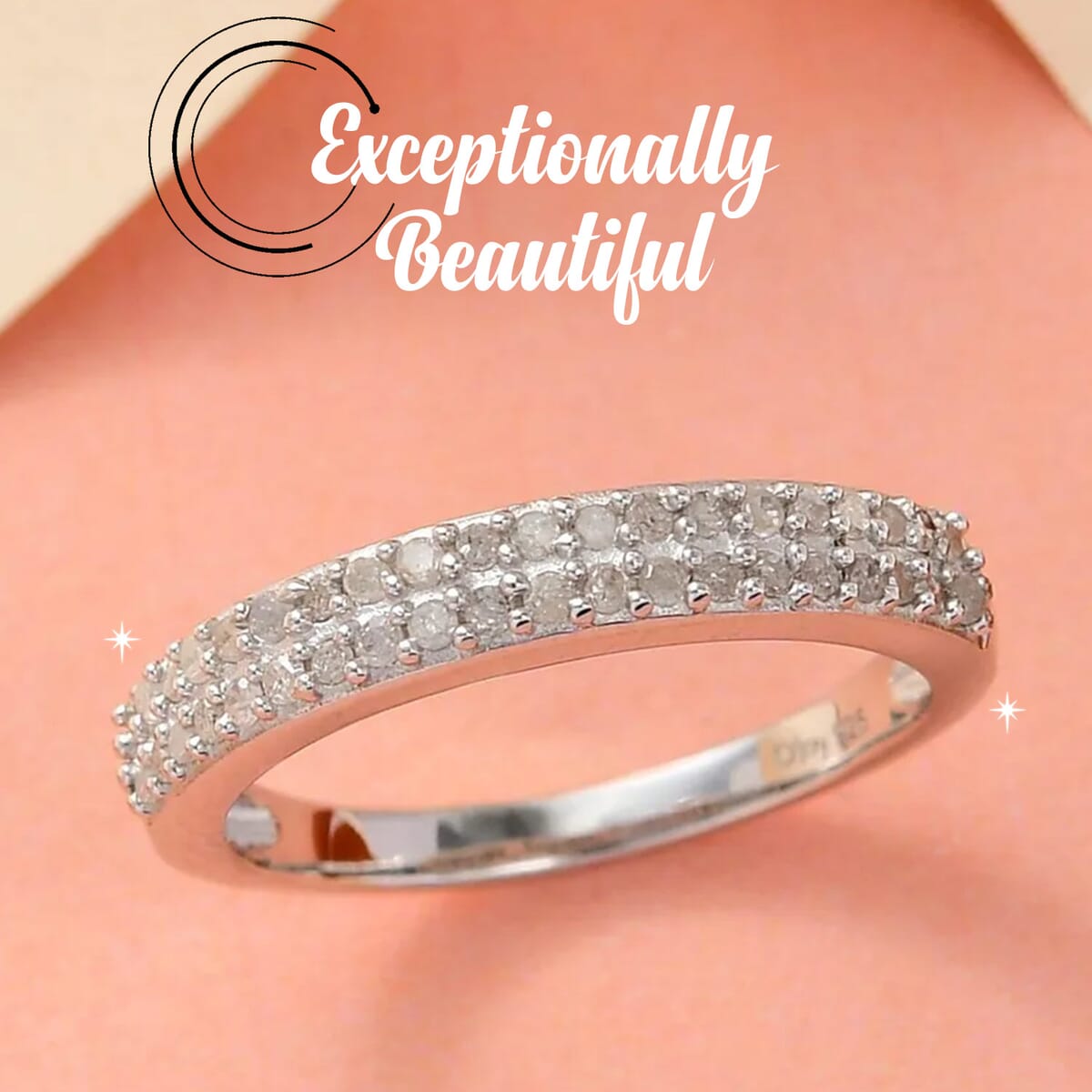Diamond Row Band Ring in Platinum Over Sterling Silver, Wedding Band Rings For Women, Promise Ring 0.25 ctw image number 1