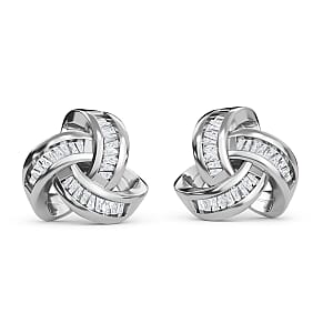 Diamond Celtic Knot Stud Earrings in Platinum Over Sterling Silver 0.25 ctw