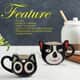 Set of 2 Multi Color Ceramic Dog and Cat Coffee Mug image number 3