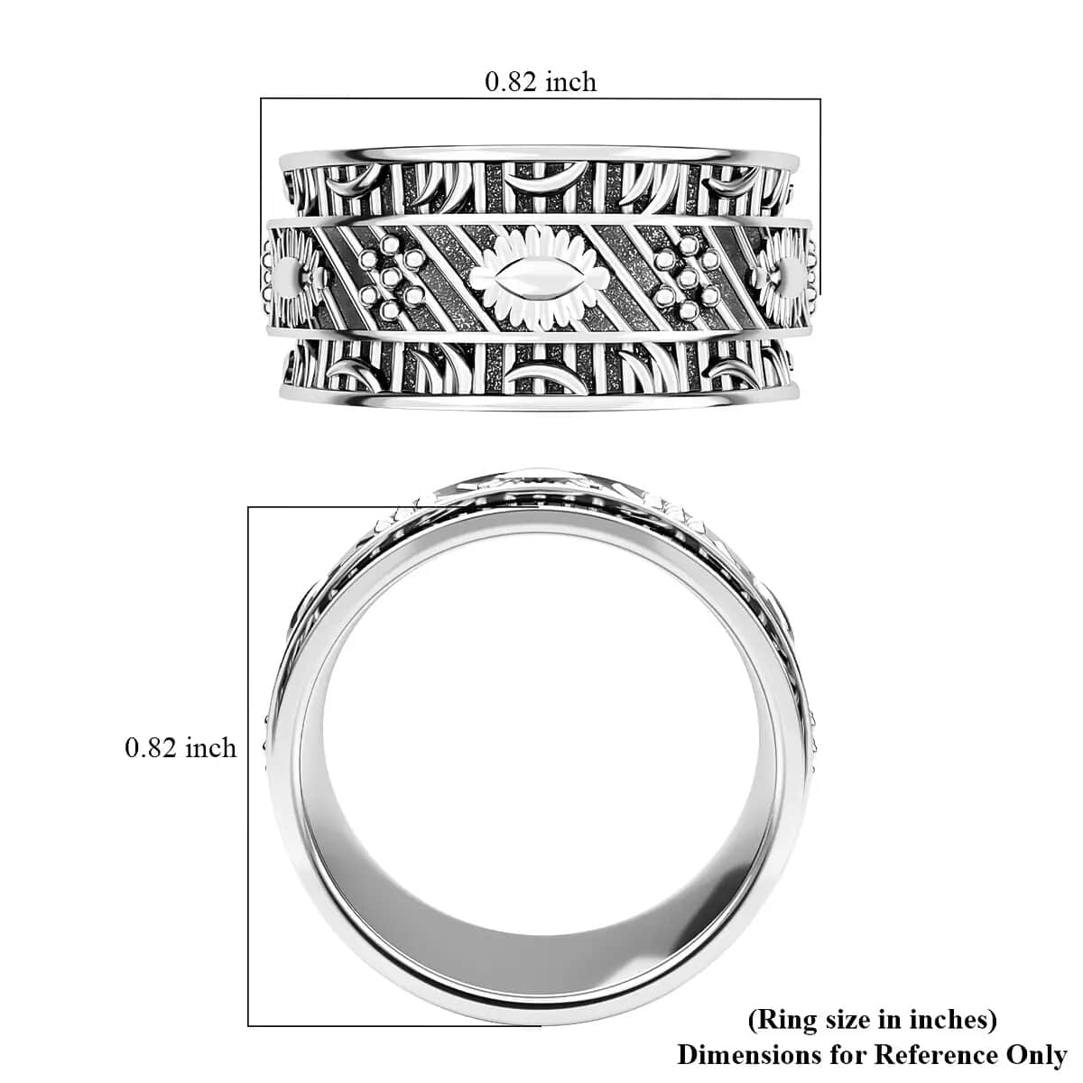 Sterling Silver Spinner Ring, Anxiety Ring for Women, Fidget Rings for Anxiety for Women, Stress Relieving Anxiety Ring (Size 10.0) (4.80 g) image number 6