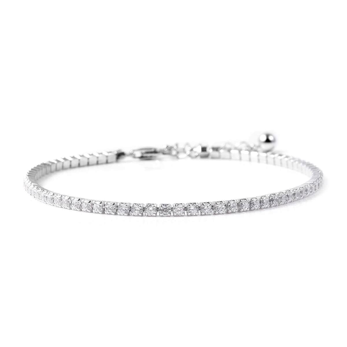 Simulated Diamond Tennis Bracelet in Sterling Silver (7-8In) 3.00 ctw image number 0