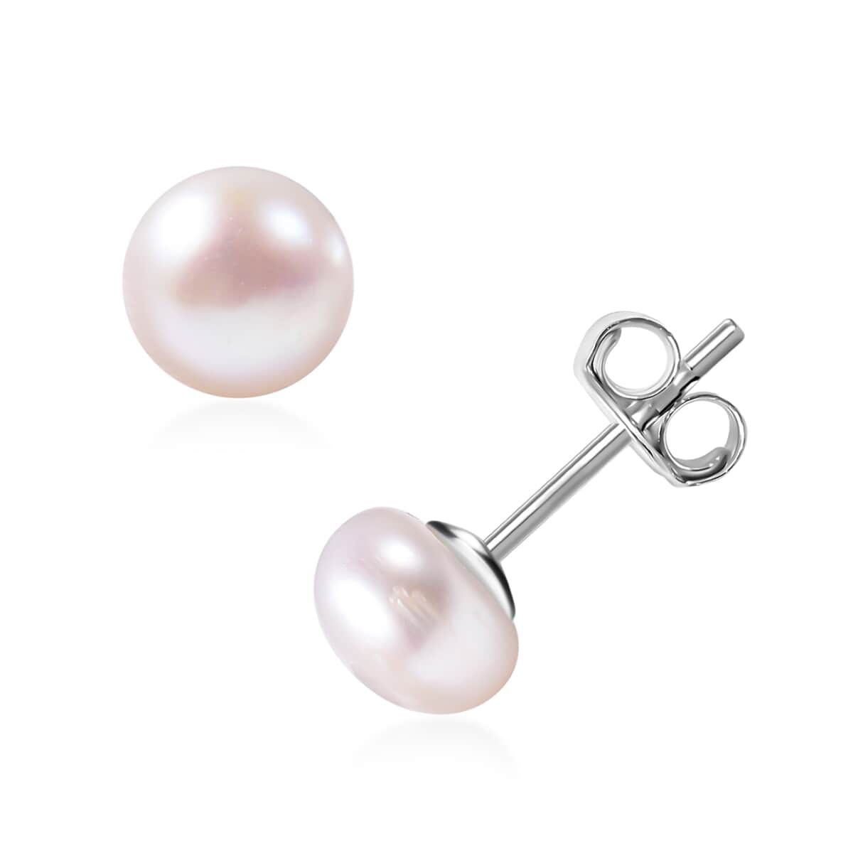 Set of 5 Freshwater Cultured White Pearl Stud Earrings in Stainless Steel| Solitaire Pearl Earrings| Pearl Jewelry For Women image number 3