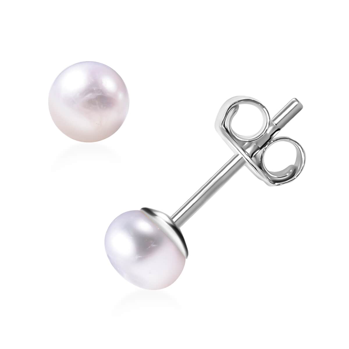 Set of 5 Freshwater Cultured White Pearl Stud Earrings in Stainless Steel| Solitaire Pearl Earrings| Pearl Jewelry For Women image number 5