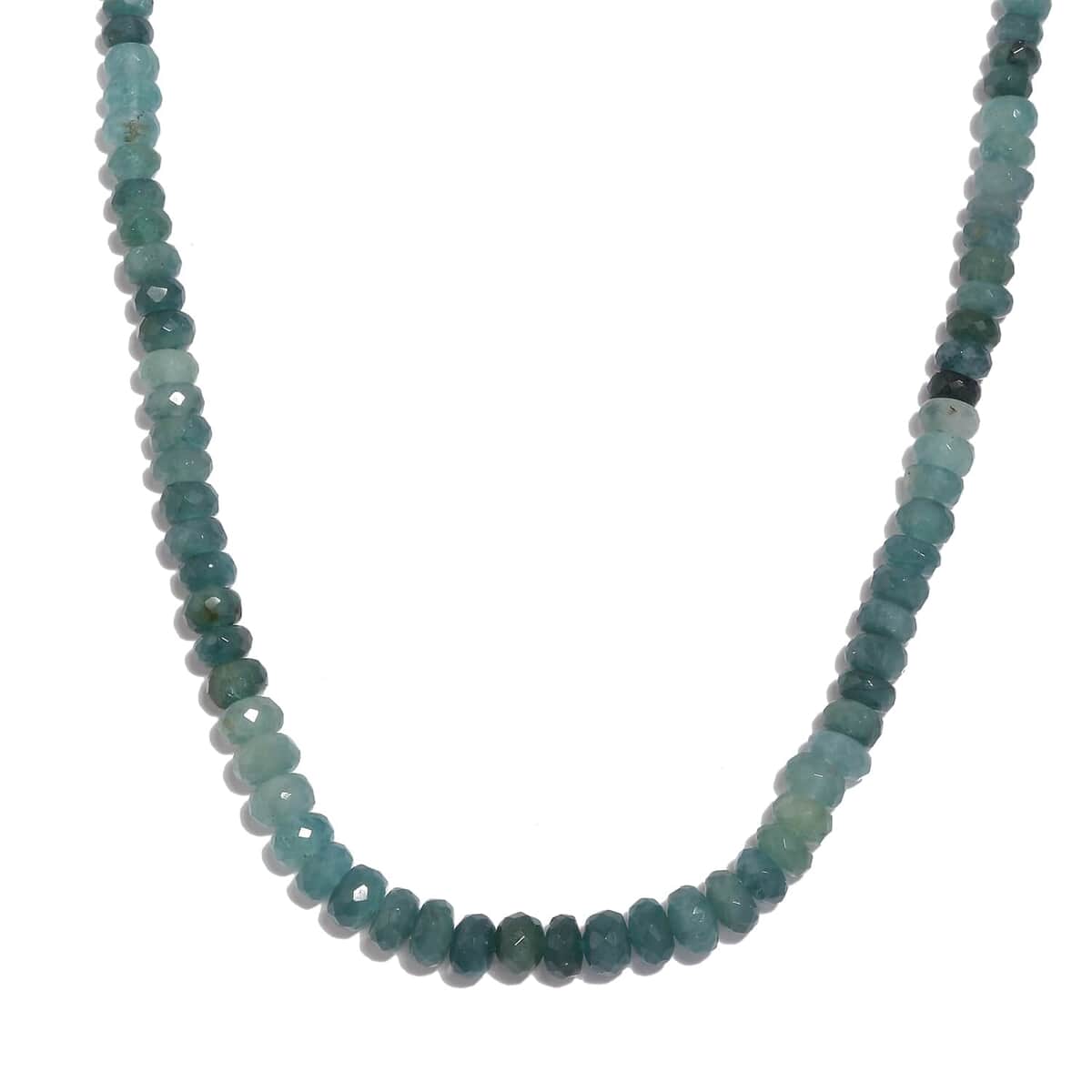 Grandidierite Facet Beaded Necklace 18-20 Inches in Platinum Over Sterling Silver 125.00 ctw  image number 0