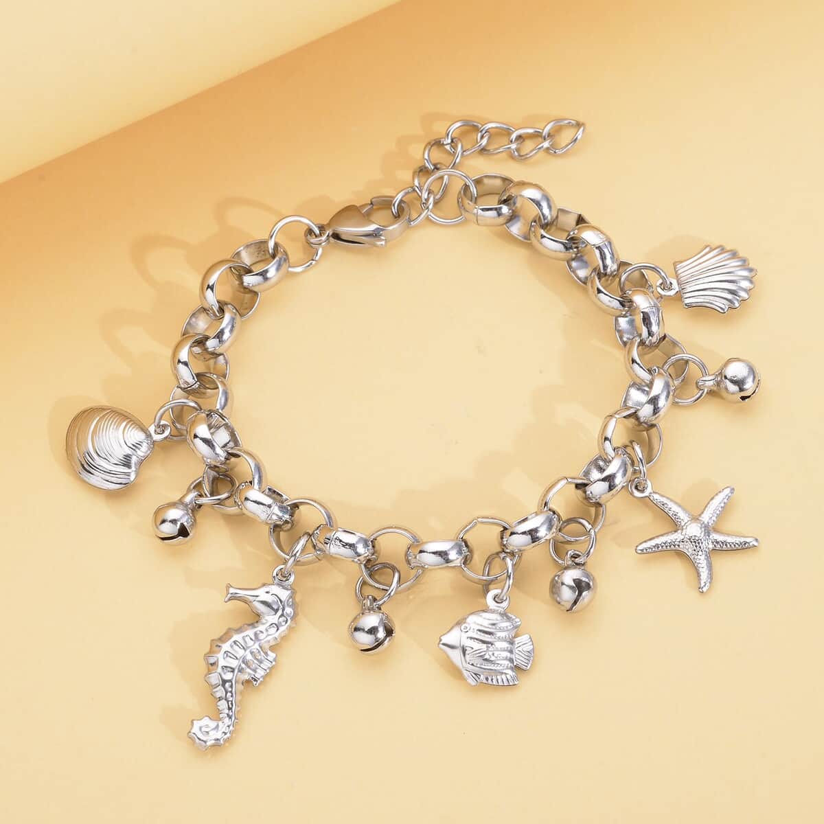 Multi Charms Bracelet in Stainless Steel (7-8In) image number 1