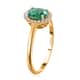 Iliana 18K Yellow Gold AAA Kagem Zambian Emerald and G-H SI Diamond Halo Ring (Size 6.0) 1.40 ctw image number 2
