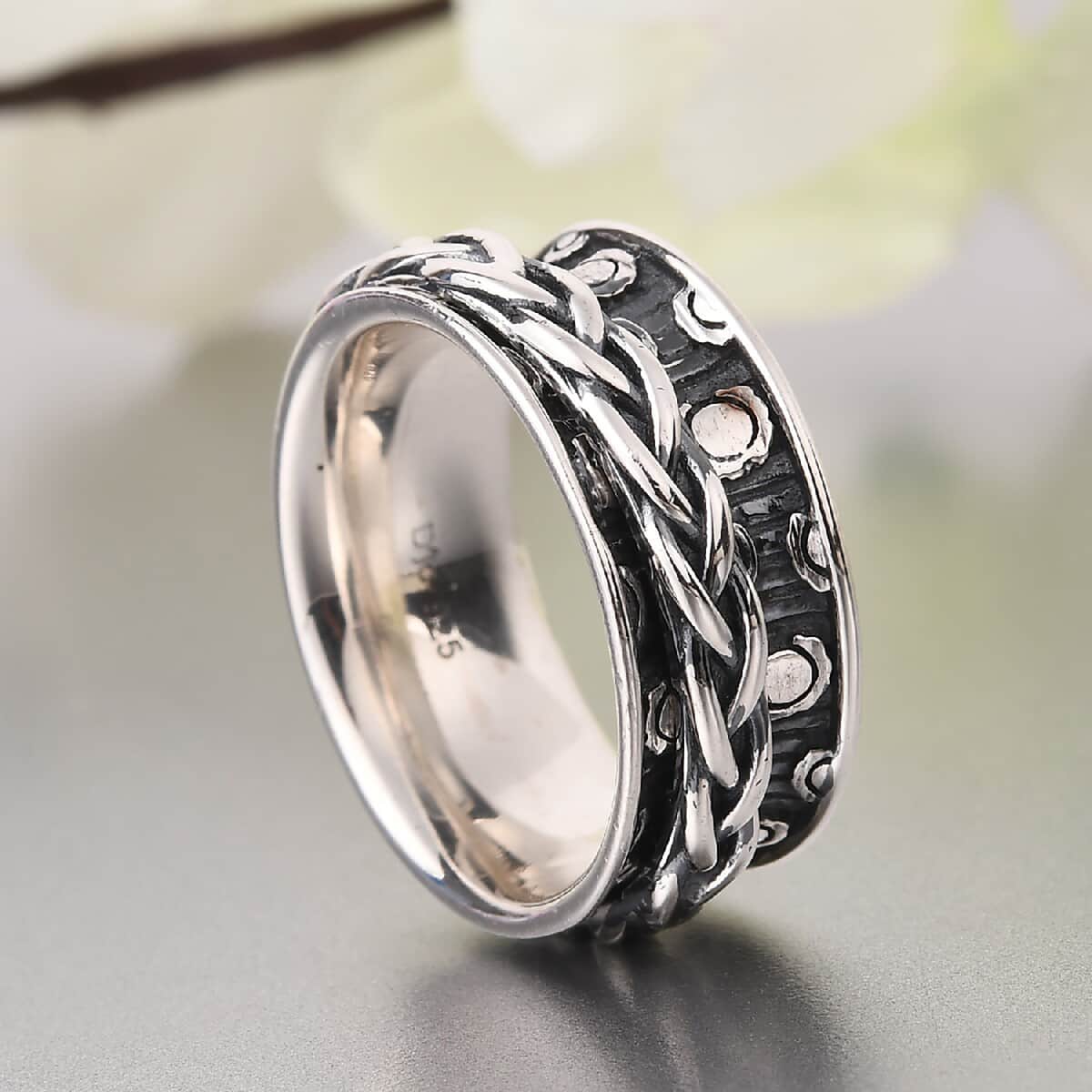 Sterling Silver Spinner Ring, Anxiety Ring for Women, Fidget Rings for Anxiety for Women, Stress Relieving Anxiety Ring (Size 6.0) (3.75 g) image number 1