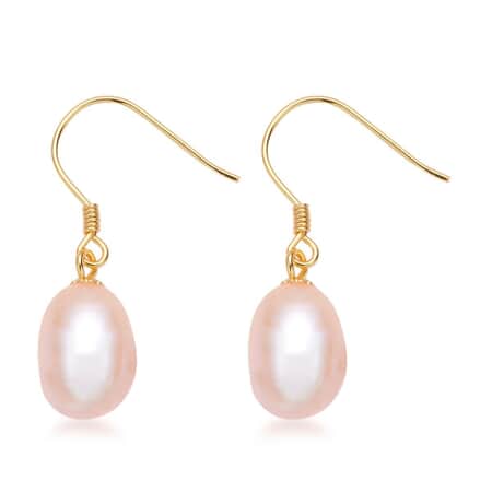 Pink Freshwater Pearl Drop Earrings - 14K Rose Gold