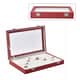 Red Faux Leather Jewelry Organizer with Acrylic Window & Latch Clasp (72 Rings Slots) image number 0